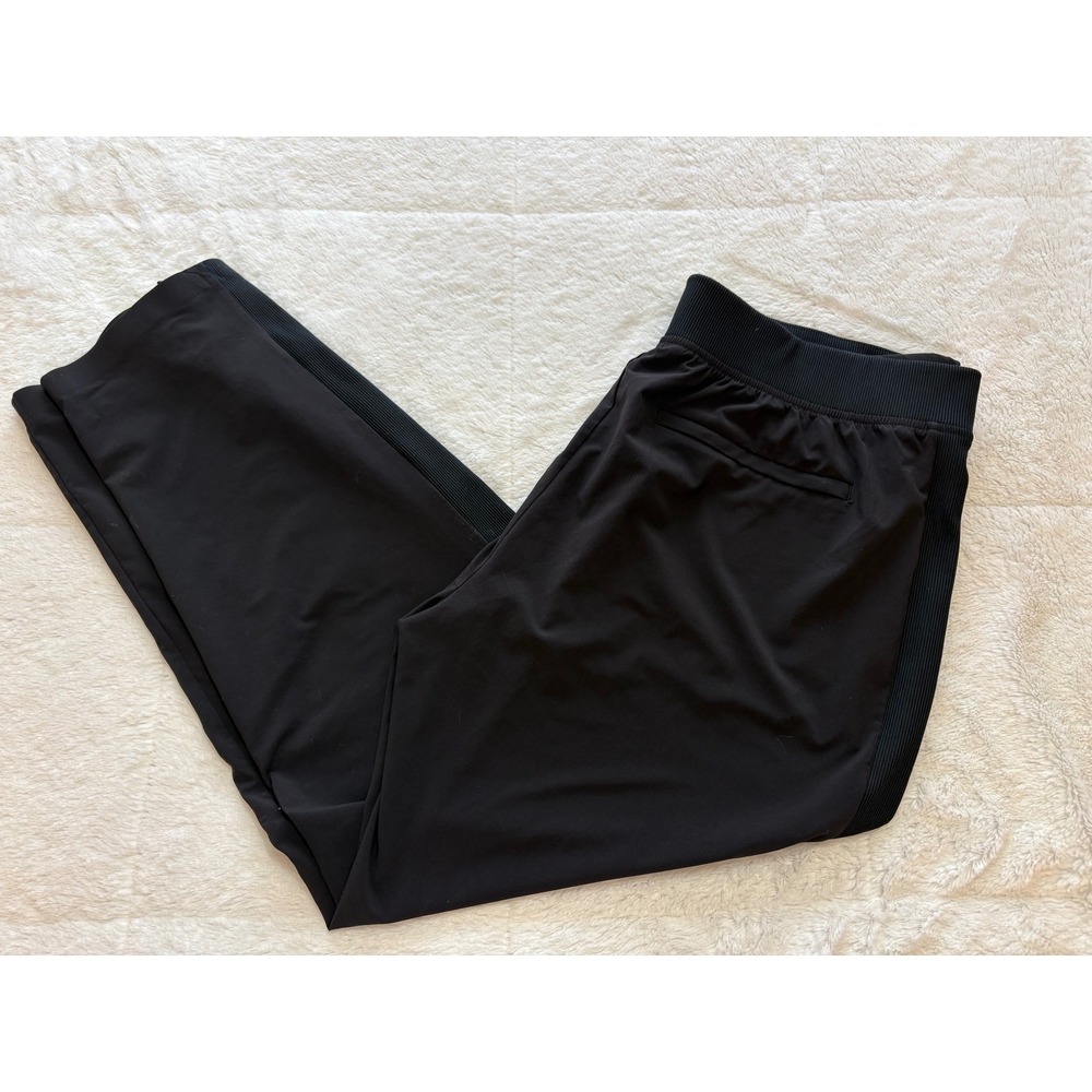 Athleta Black Brooklyn Ankle Ribbed Side Panel Pants Tapered Leg Pants Womens 16